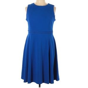Royal Blue Calvin Klein dress, fit and flare, scallop trim w exposed zipper